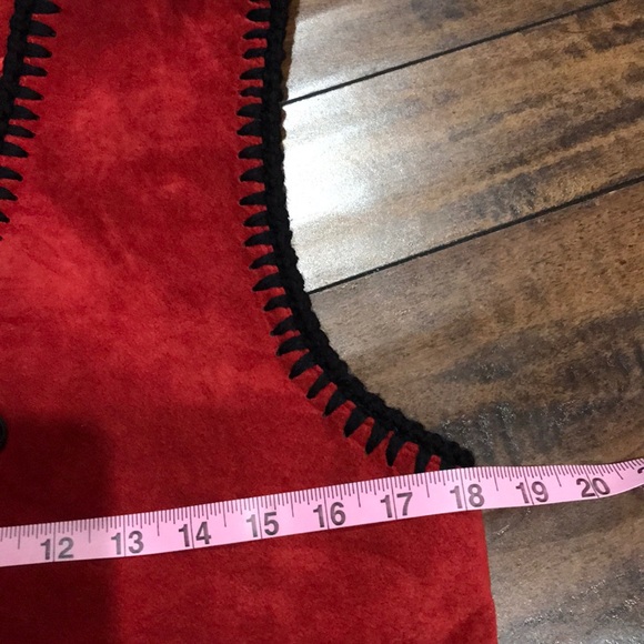 Vintage 80s Erez Levy Red Suede Leather Vest - Picture 6 of 7